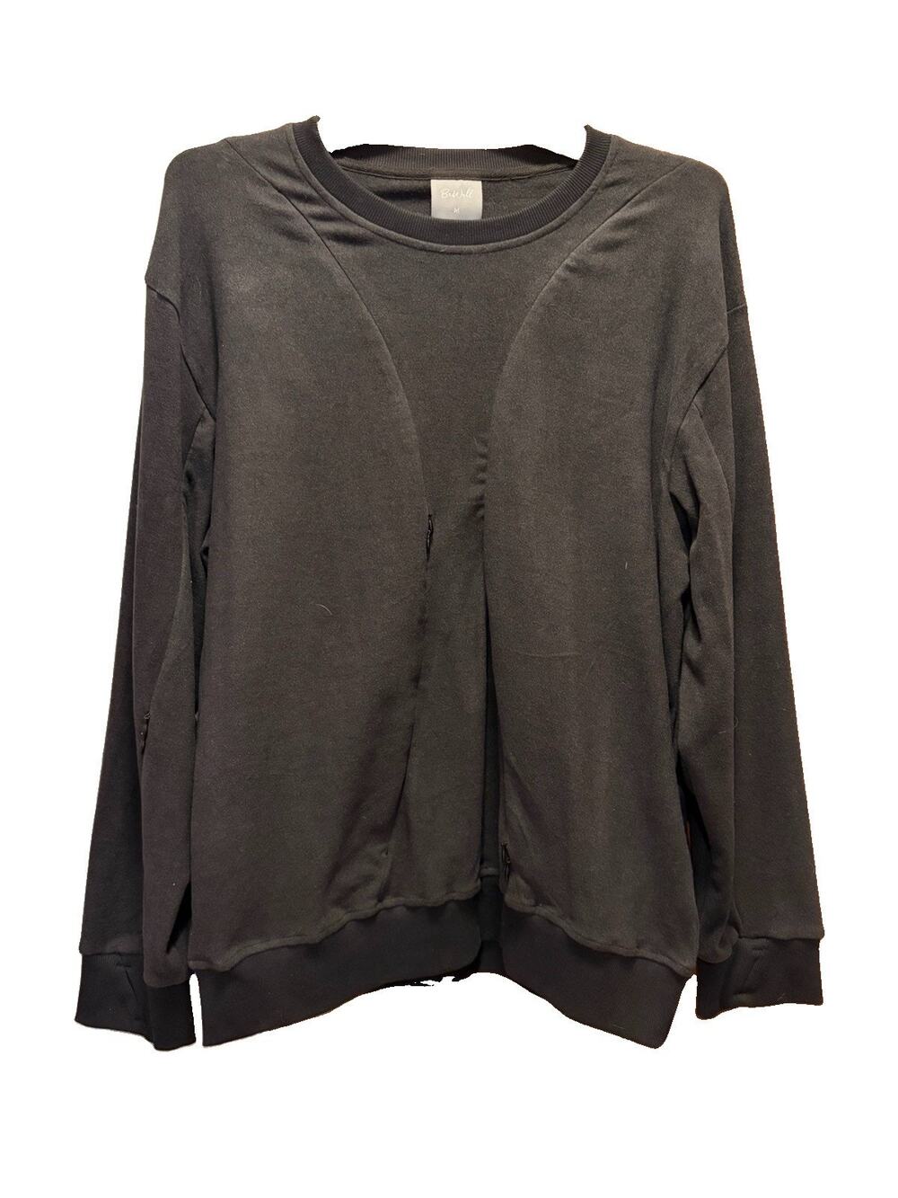 BeWell Black Multiple Access Zipper Opening IV Adaptive Crewneck Women’s